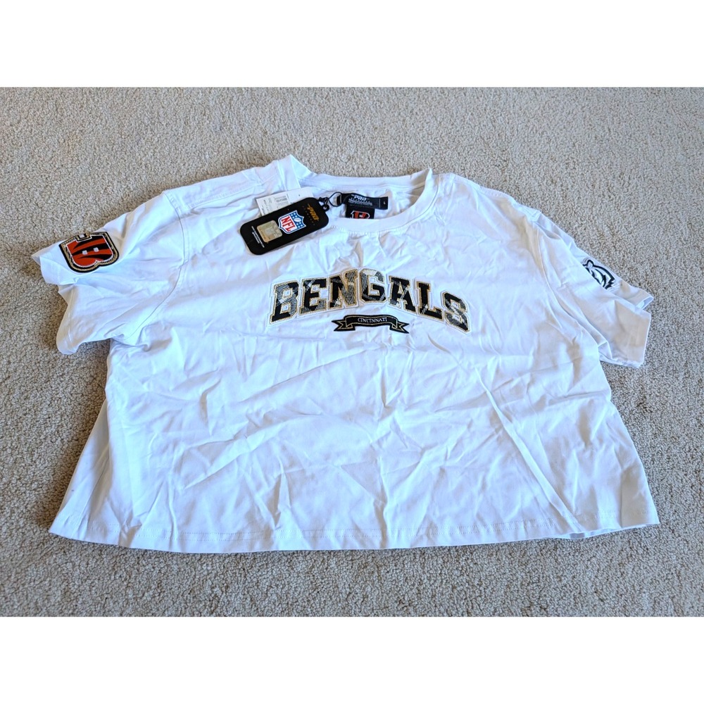 Pro Standard Cincinnati Bengals NFL Women's Cropped T-Shirt Large White NWT